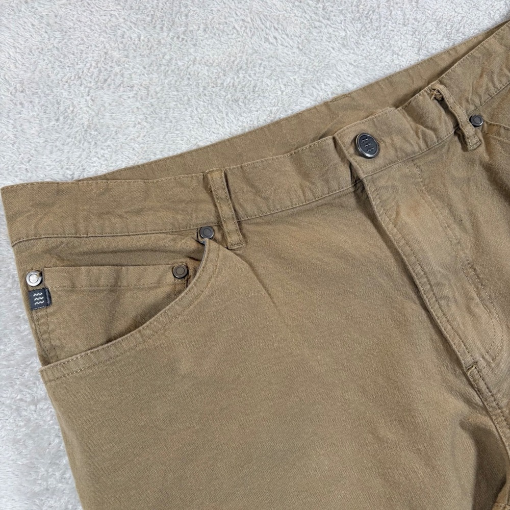 Free Fly Mens Bamboo Canvas Pants Khaki Tan 36x30 Stretch 5-Pocket Outdoor Chino
